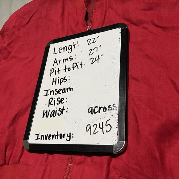 Silk Club Vintage Women’s 100% Linen Bomber Jacket Size L Zip Up Red - Picture 11 of 11